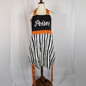 Poison Apron Black Orange Striped Halloween Baking Cooking Party Target NEW NWOT